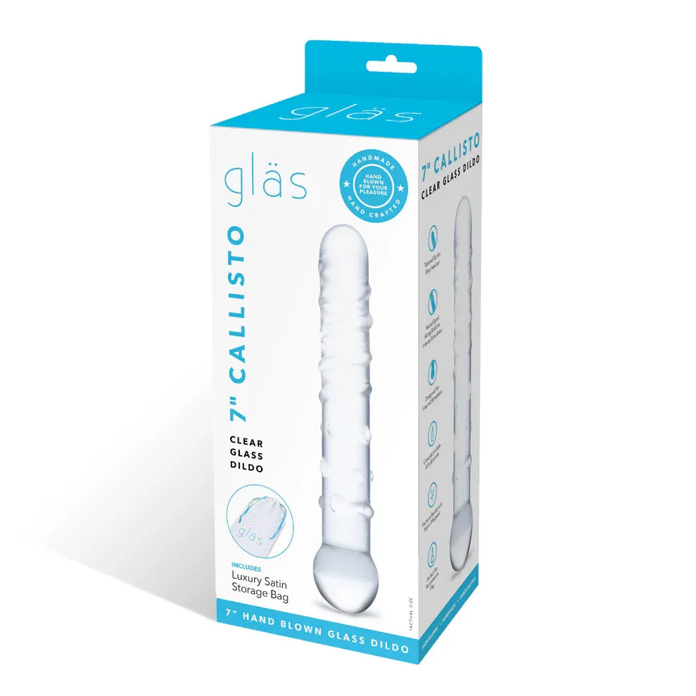 Electric EEL Callisto Clear Glass Dildo 7 Inch Spiraled Design Textured Glass Dildo > Glass > Dildos