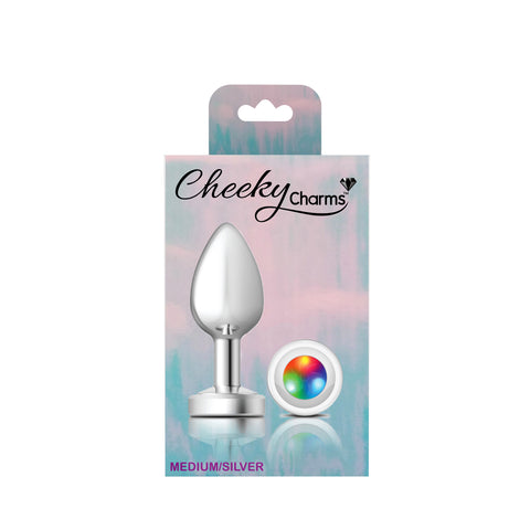 Light Up Silver Metal Anal Plug Medium with Multi-Color Glow Butt Plugs