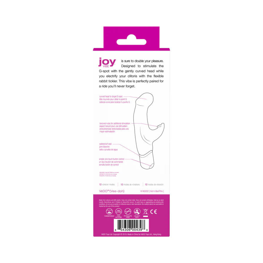 Joy Mini Vibrator Pink Wireless G-Spot and Clitoral Stimulator > Vibrators > Ladies > Rabbit
