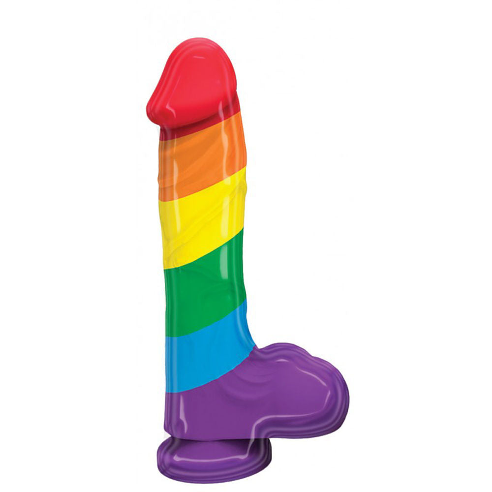 Pumped Rainbow Silicone Dildo with Contoured Smooth Shape DONGS