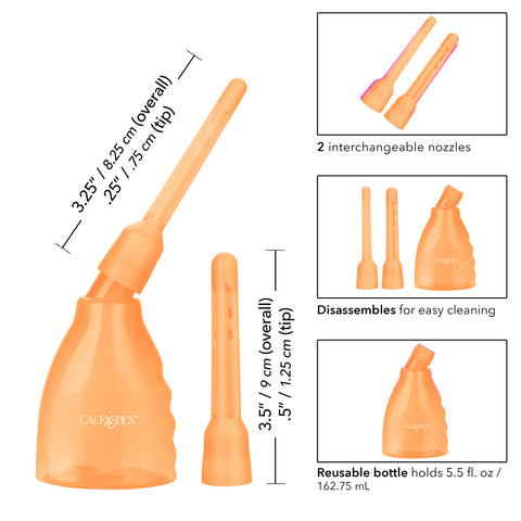 Ultimate Douche Orange Reusable Anal Cleaning System with Multi-Directional Probe and Slip Applicator Tip Douches