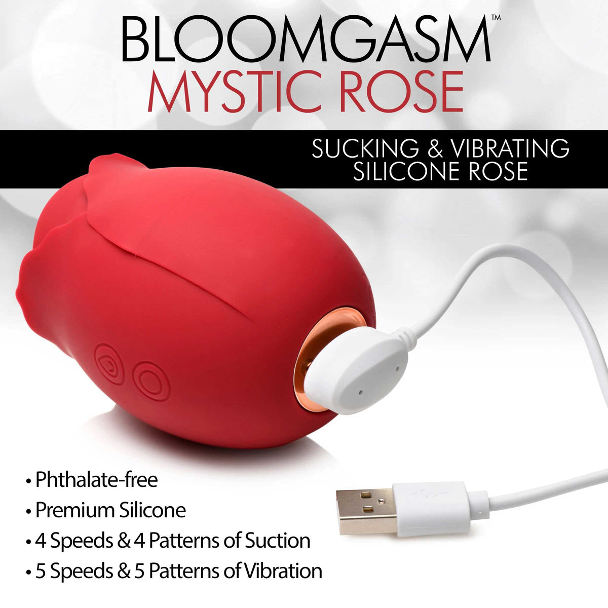 Mystic Rose Sucking and Vibrating Silicone Clitoral Vibrator Red > Sex Toys For Ladies > Rose Stimulators