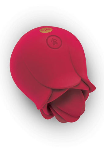 Rose Blossom Licker Tongue Vibrator with 10 Modes Red Silicone Red Rose Stimulators