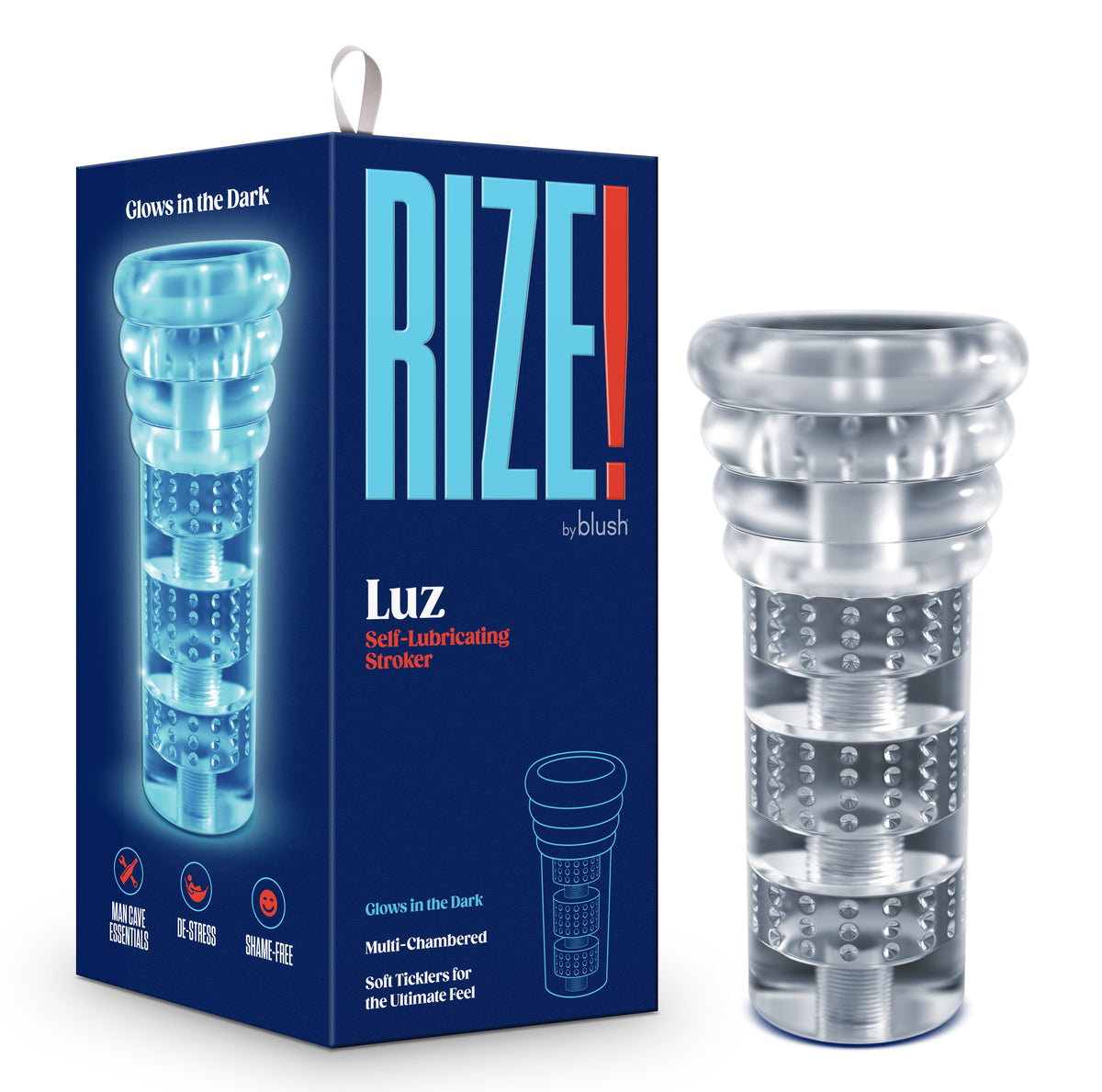 Rize Luz Clear Glow in the Dark Self-Lubricating Stroker > Sex Toys For Men > Masturbators > Manual