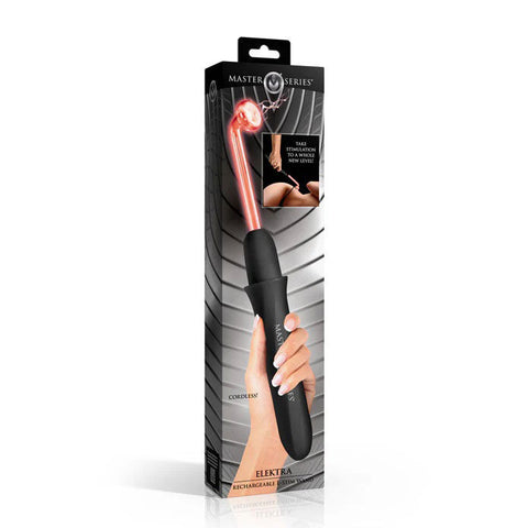 Elektra Rechargeable E-Stim Wand Black Silicone Massager Black E-STIM TOYS