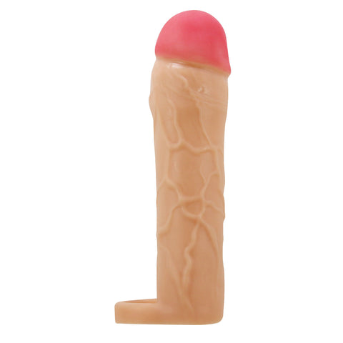 Hani Extended Light Penis Sleeve with Ball Ring and Texture Beige SLEEVES