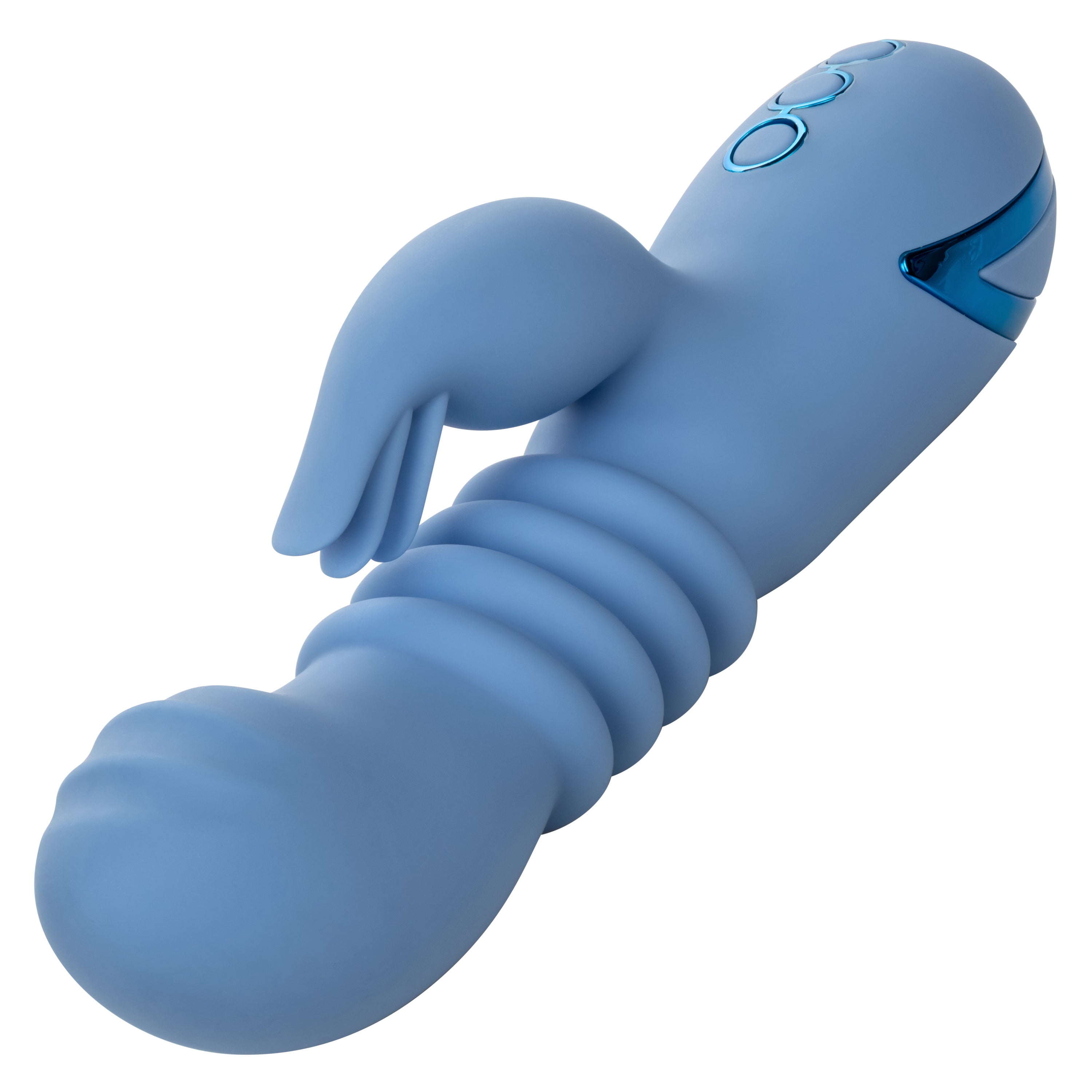 California Dreaming Santa Cruz Blue Coaster Massager with Triple Flickering Teaser and USB Rechargeable Waterproof Design VIBRATORS-RABBIT