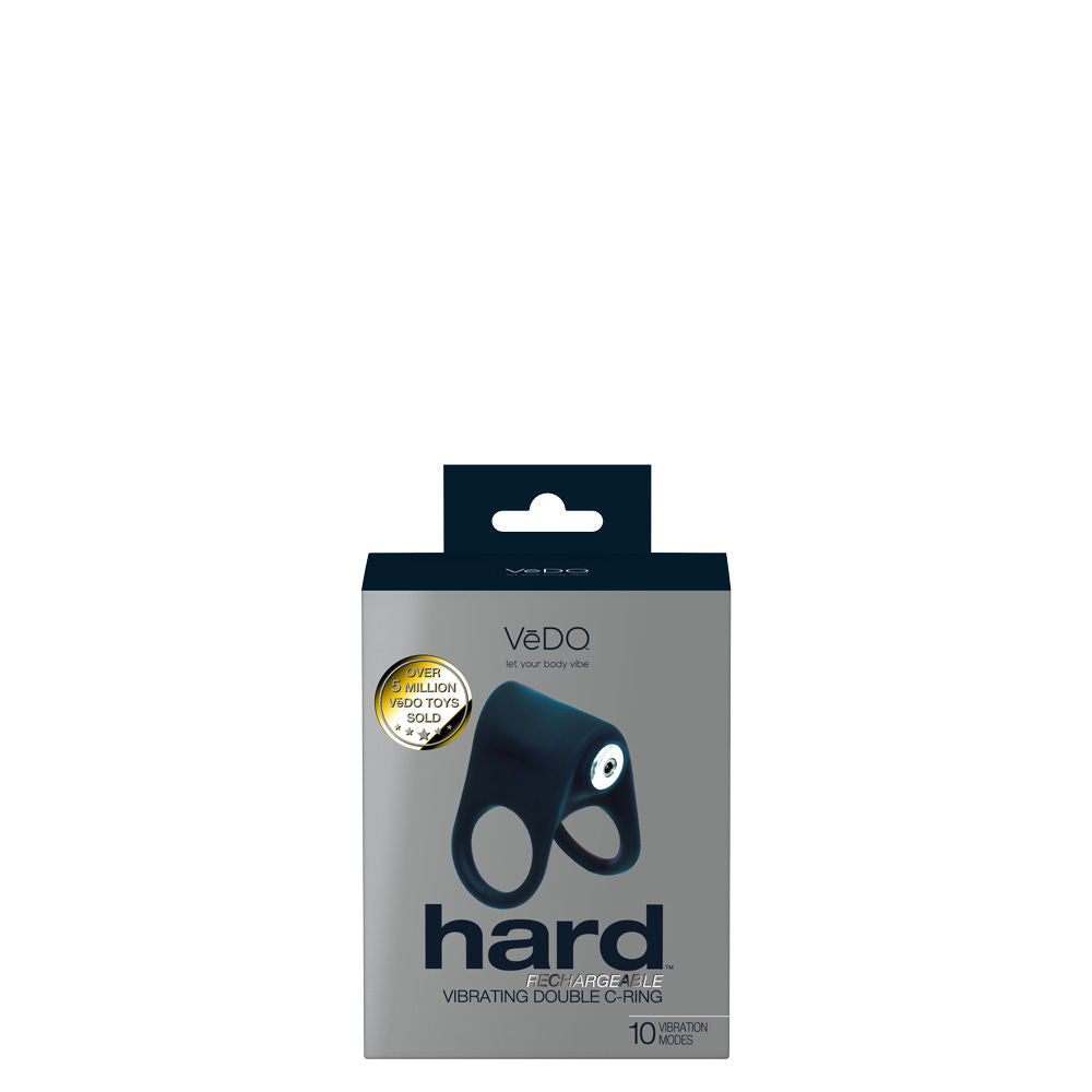 VeDO Hard Rechargeable Black Double C-Ring Vibrating Toy Black Cock Rings Vibrating