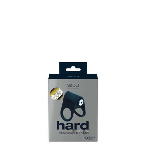 VeDO Hard Rechargeable Black Double C-Ring Vibrating Toy Black Cock Rings Vibrating