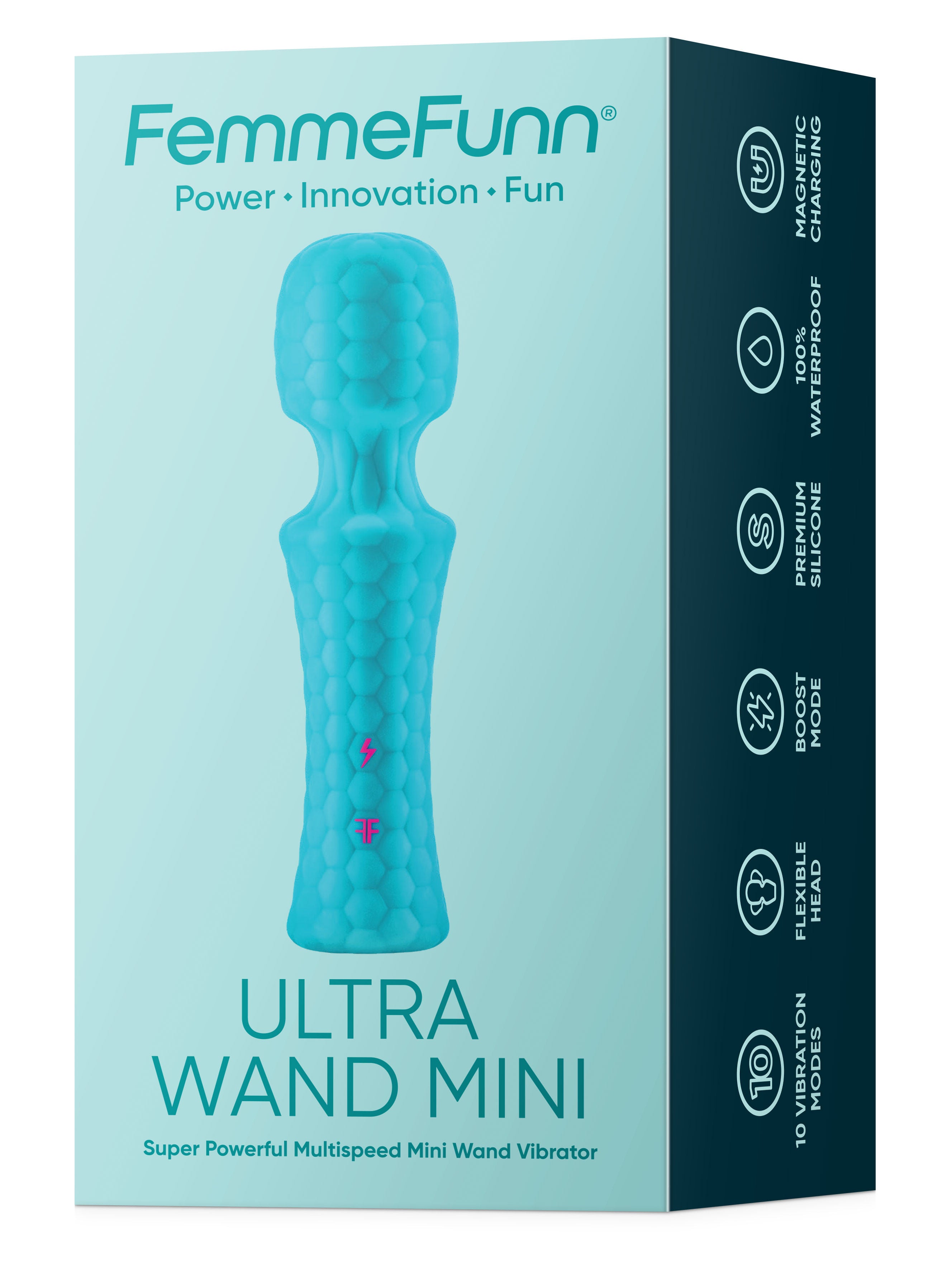 Ultra Wand Mini Waterproof Vibrator with Flexible Head Turquoise Electric Massager