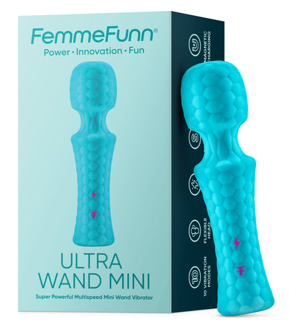 Ultra Wand Mini Waterproof Vibrator with Flexible Head Turquoise Electric Massager