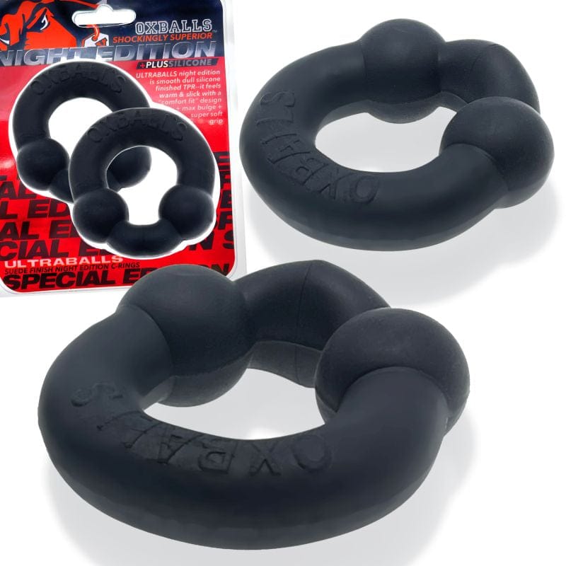 Ultraballs Cockring Night Edition Two Pack with Velvety Silicone Finish COCK RING Set