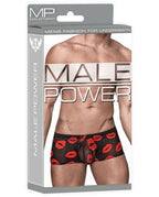 Male Power Kiss Me Sheer Black Mini Shorts with Kiss Print Small Men’s Underwear > Clothes > Mens Trunks