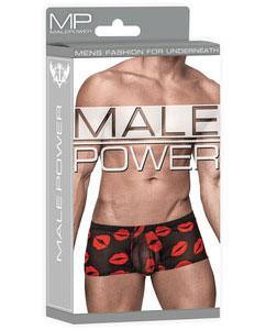 Kiss Me Sheer Black Mini Shorts With Kiss Print For Men - Small > Clothes > Mens Trunks