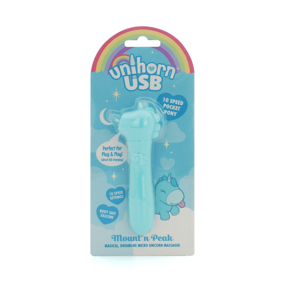 Unihorn Teal USB Rechargeable Vibrating Bullet - Mount'n Peak BULLETS