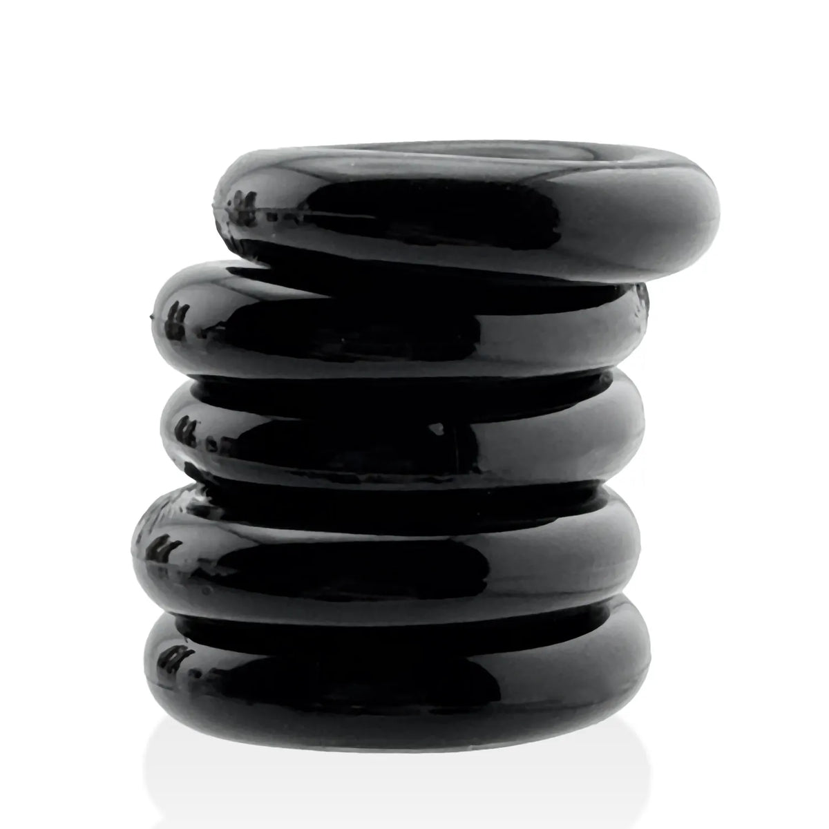 Jacker 5-Stack Five-Pack Tube Super-Strong Cockrings Black > Cock Ring > Sets