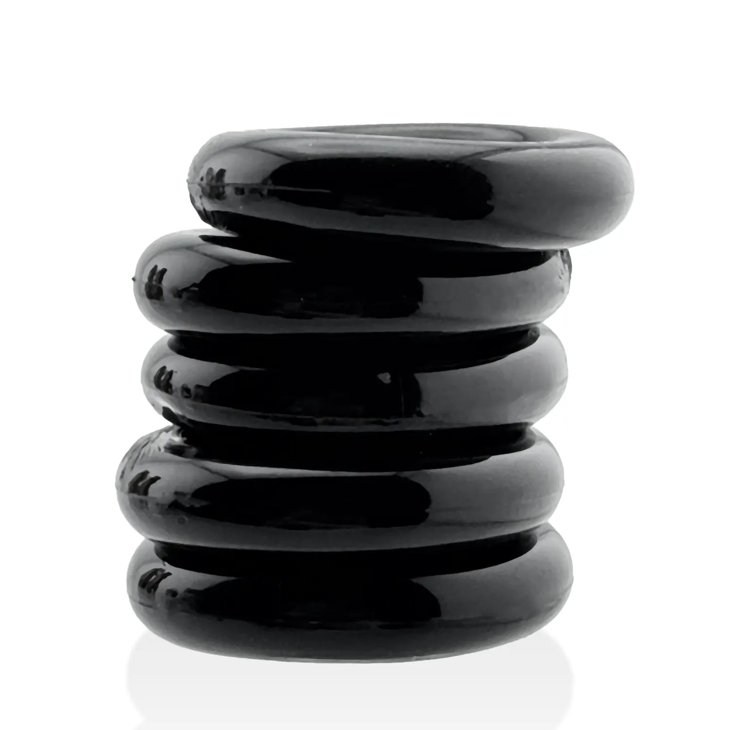 Jacker 5-Stack Five-Pack Tube Super-Strong Cockrings Black > Cock Ring > Sets