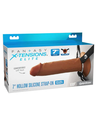FX Elite 7 Inch Silicone Hollow Strap On in Tan STRAP-ONS