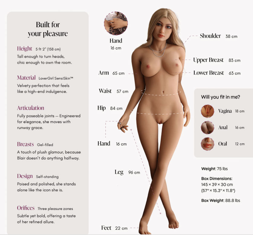 Lover Doll Blair Powered Vanilla (5ft 2in) – Enhanced Love Doll > Sex Dolls > Female Love Dolls