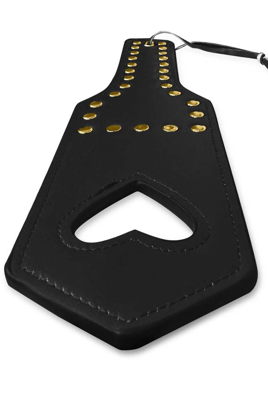 Spanker (Black/Red) – Premium Faux Leather Spanker With Studs and Heart Detail Secondary image