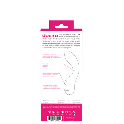 Desire Rechargeable G-Spot Vibrator Pink Silicone Adult Toy Vibrators