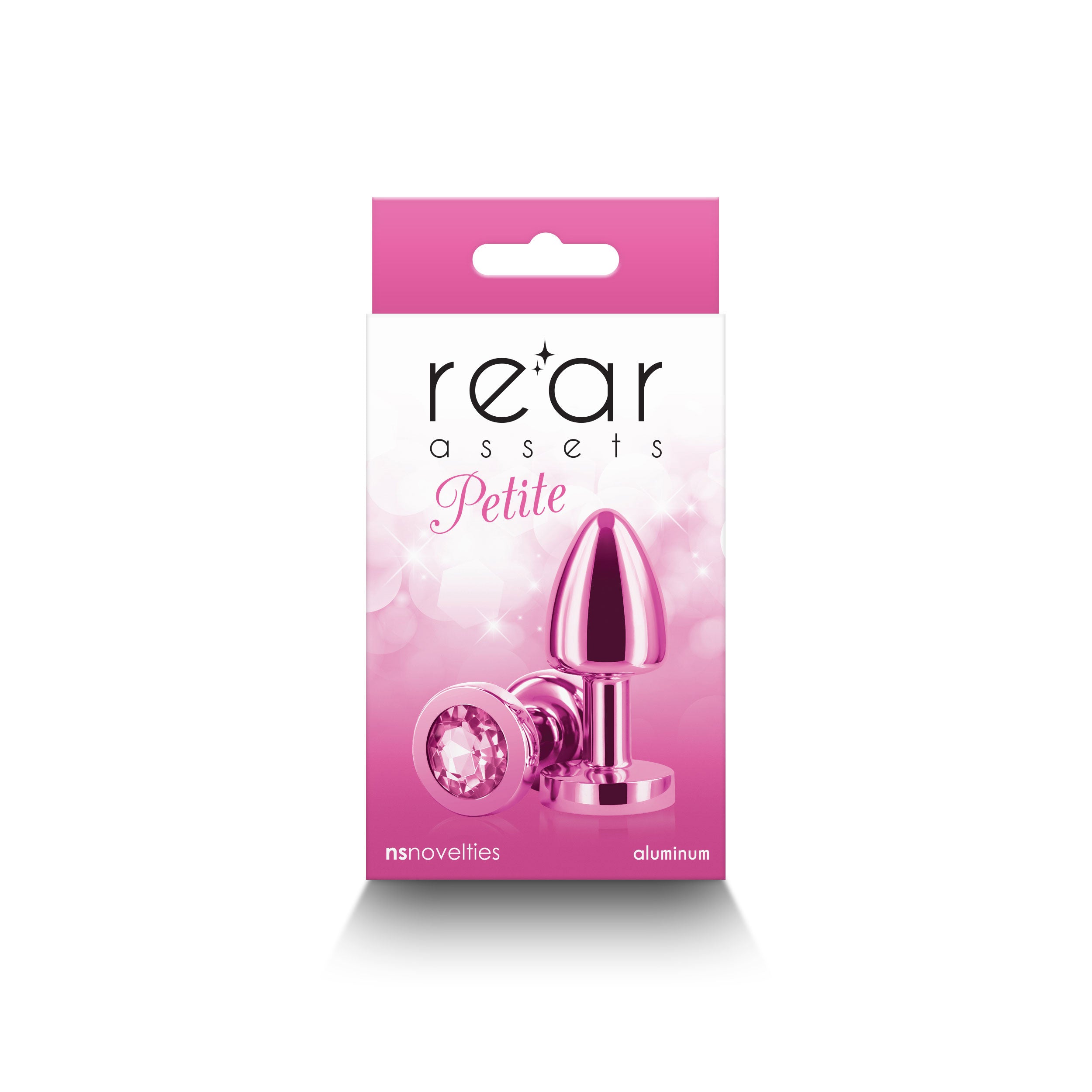 Rear Assets Petite 6 Centimeter Metal Butt Plug with Round Gem Base in Pink Secondary image