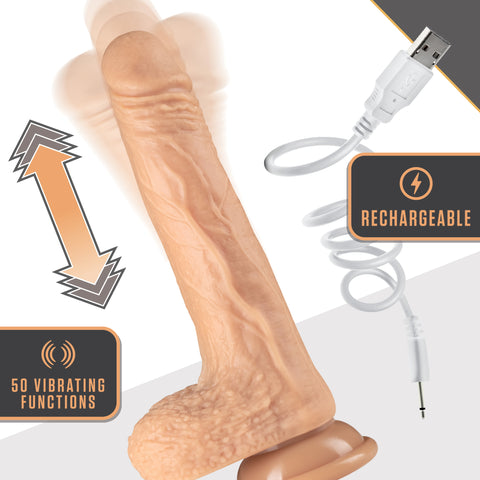 Dr Skin 7 Inch Rechargeable Silicone Thrusting Dildo Vanilla Dongs Realistic