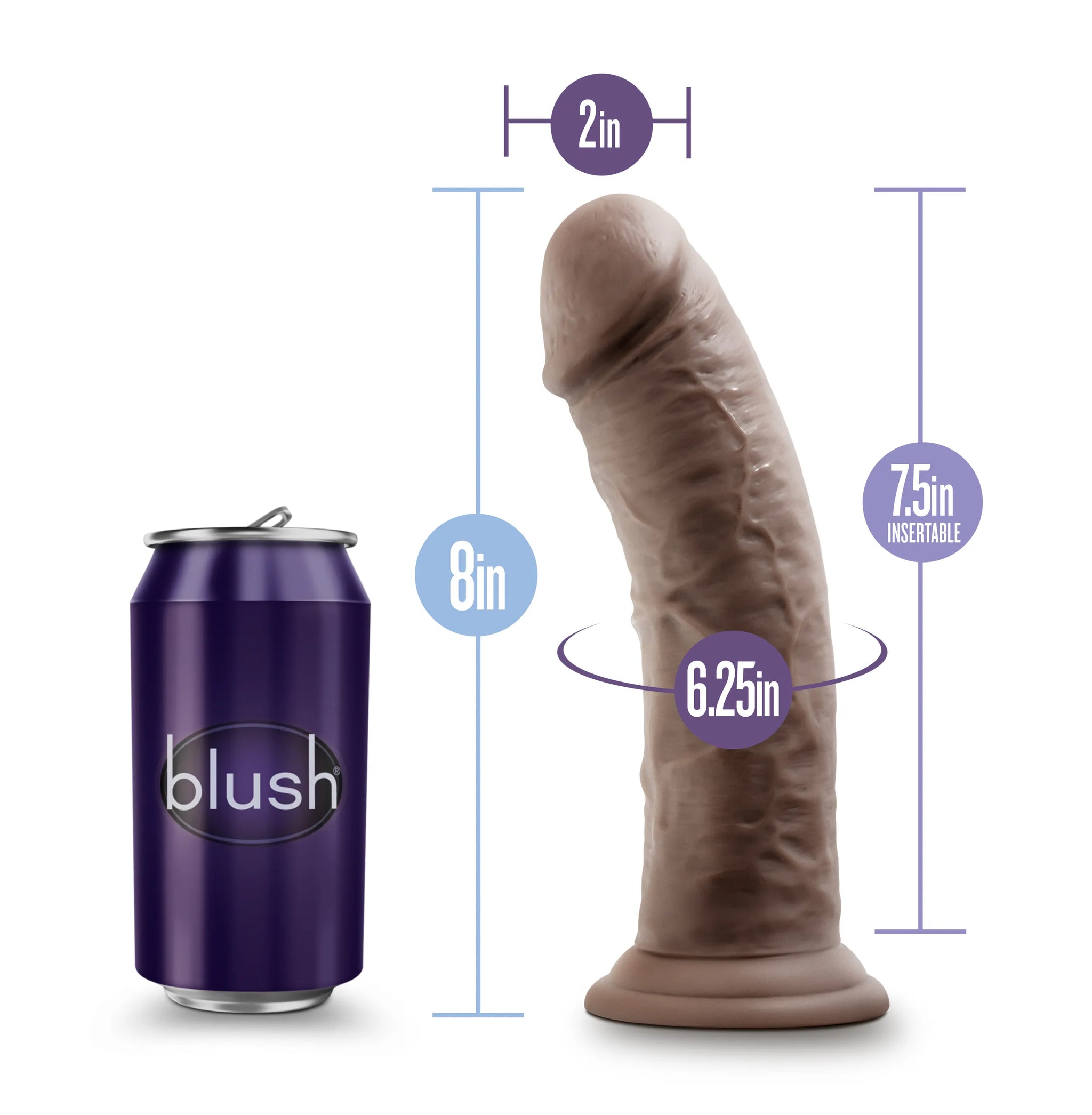 Blush Au Naturel 8 Inch Dildo – Dual Density Suction Cup Dildo > Dildos > Realistic Dildos