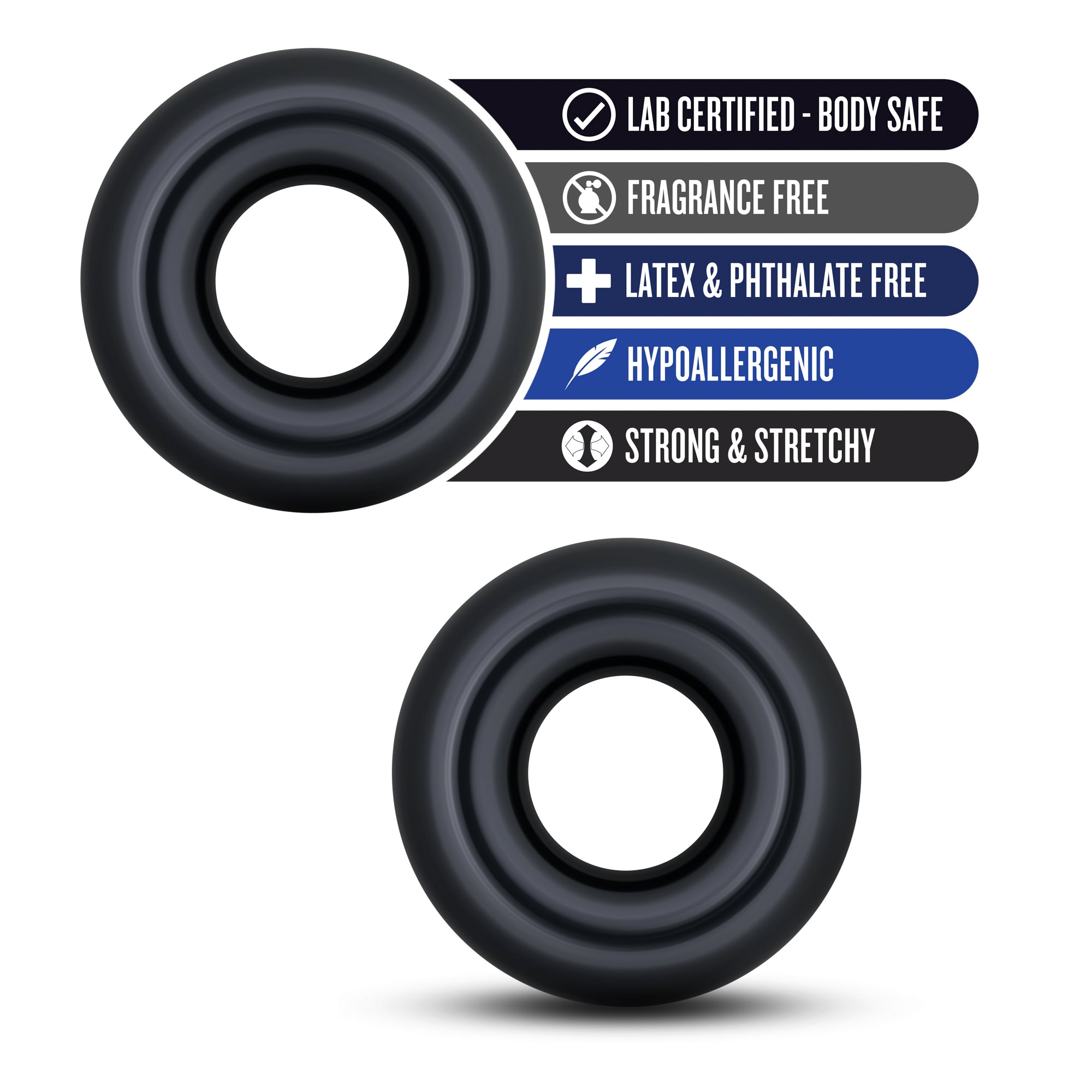 Stay Hard Donut Rings (Black) – Oversized Cock Ring > Cock Ring > Sets