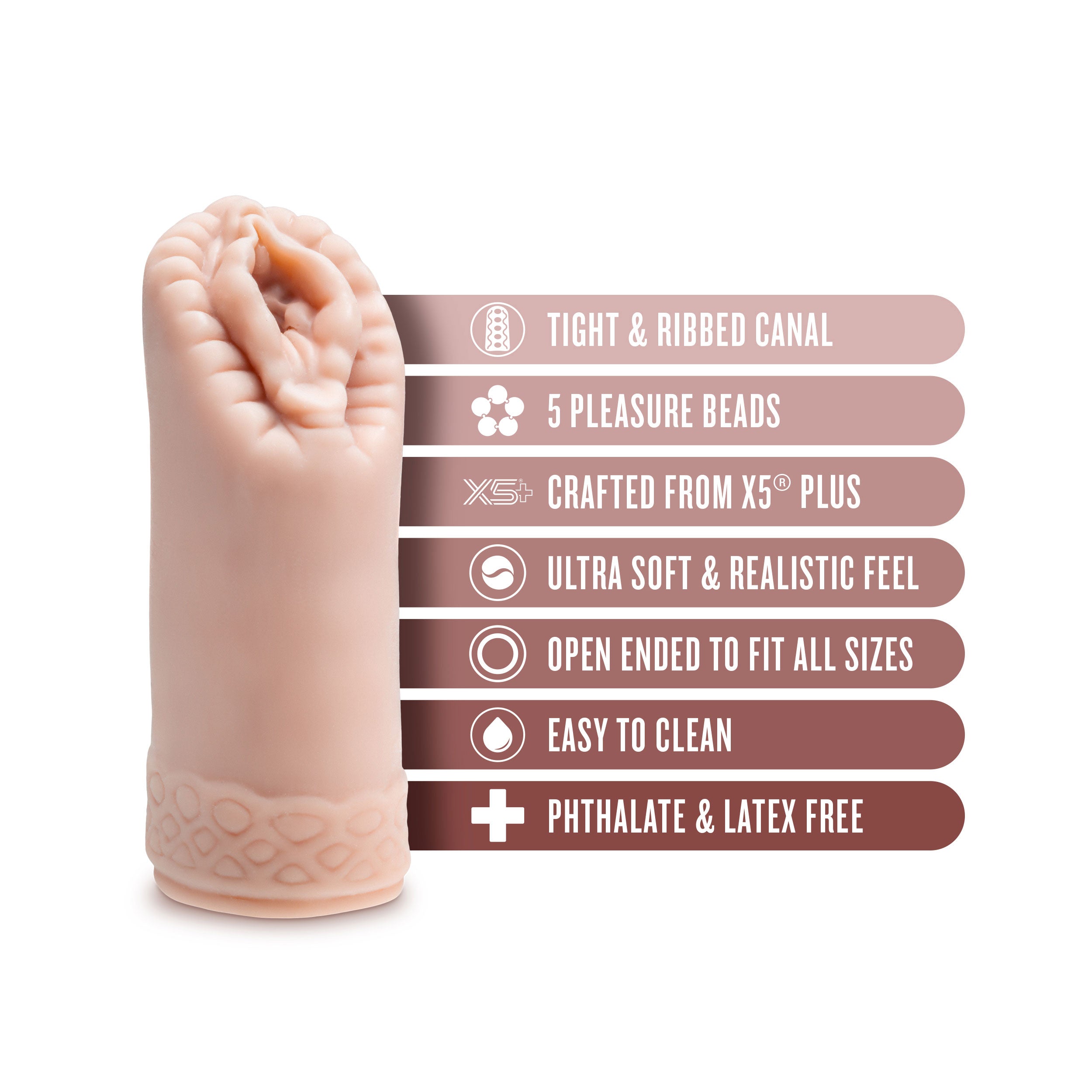 Alyssa Male Stroker in Beige Ultra-Soft X5 Plus Material Strokers - Manual