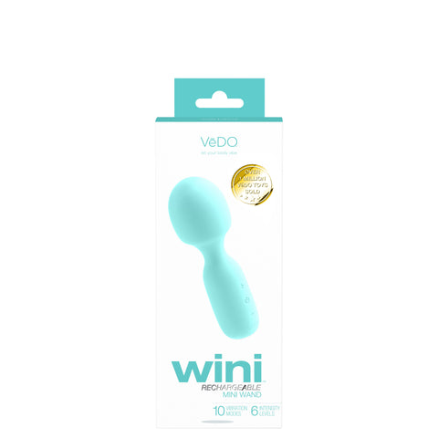 Wini Rechargeable Mini Wand Massager Black with 10 Vibrations Electric Massager
