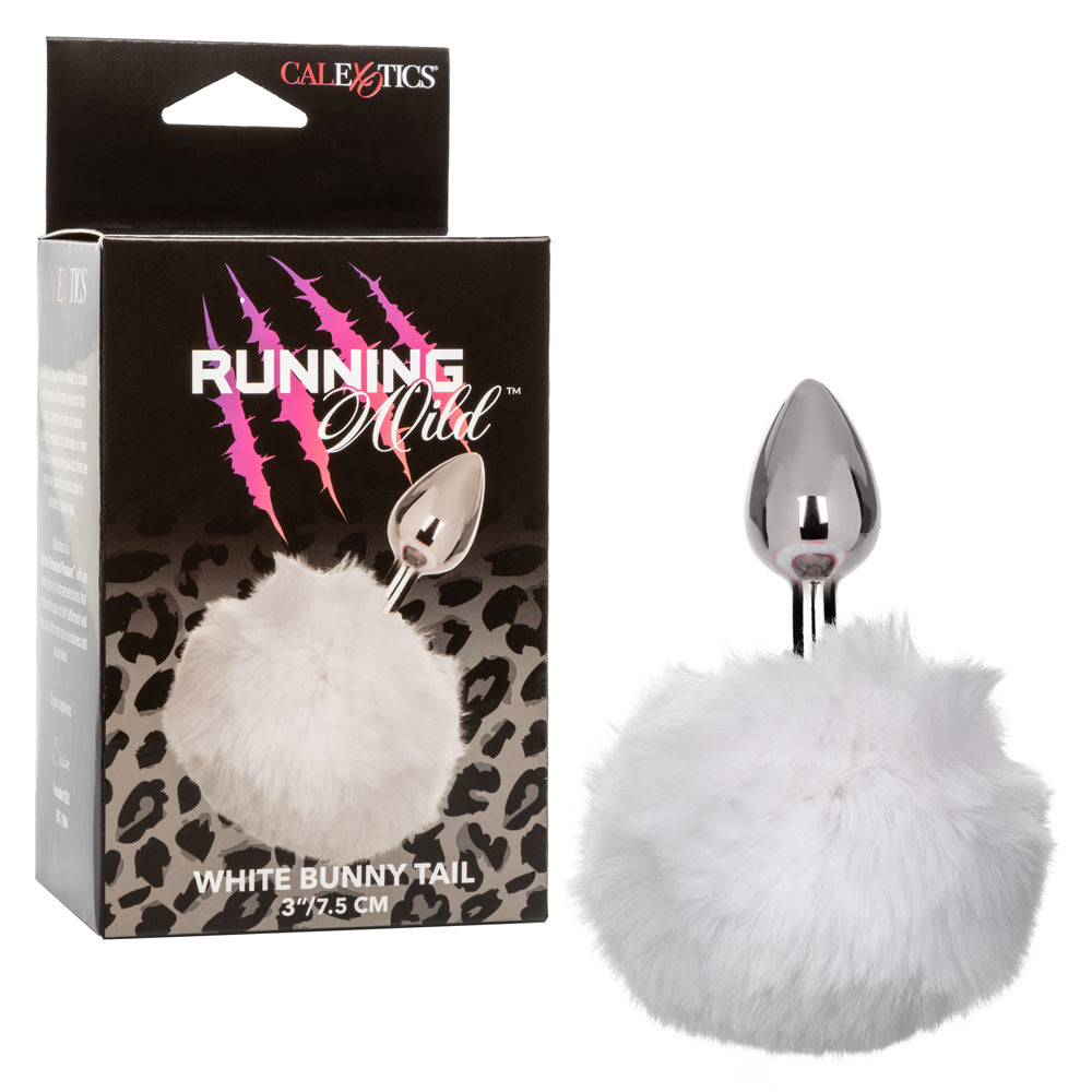Running Wild Pink Bunny Tail Anal Plug with Metallic Probe White > Anal Range > Tail Butt Plugs