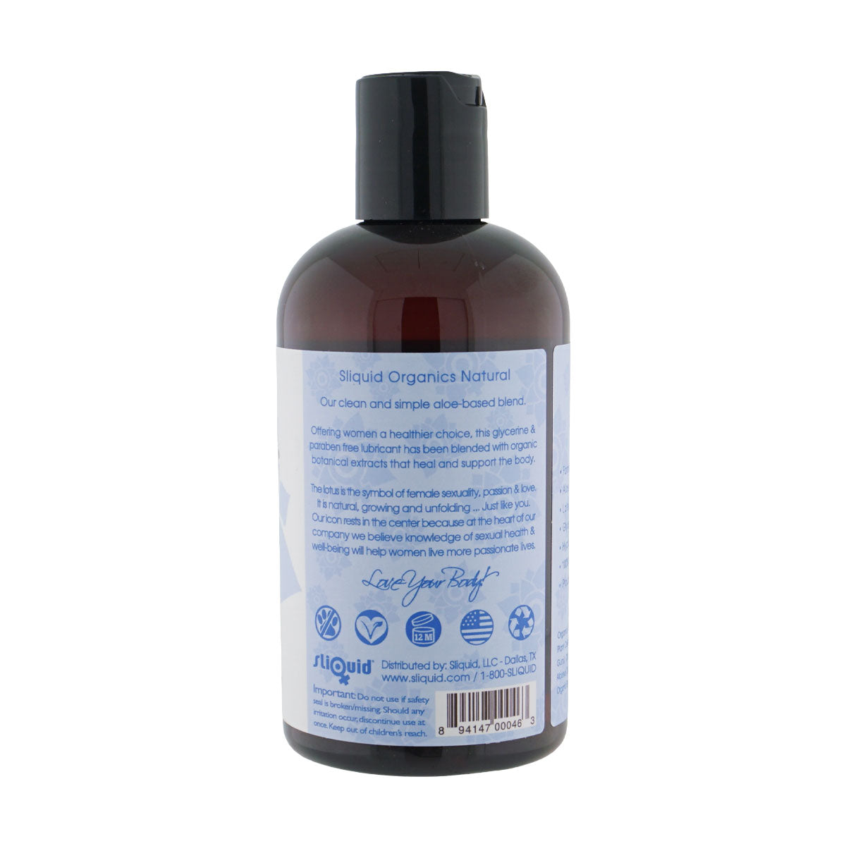 Sliquid Organics Natural (255ml) – Botanical Lubricant Secondary image