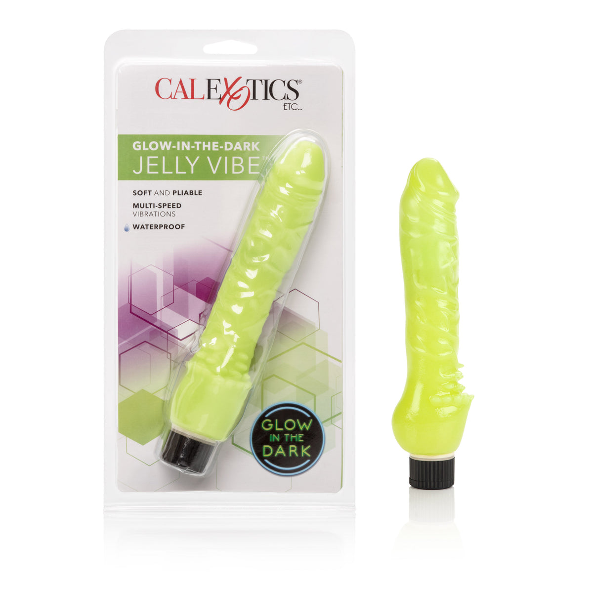 Glow In The Dark Jelly Penis Vibrator 7 Inch Green Adult Toy Yellow Vibrators