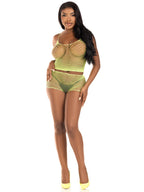 Black 2 Pc Net Tank Top and Boy Shorts Lingerie Set One Size > Clothes > Bra Sets