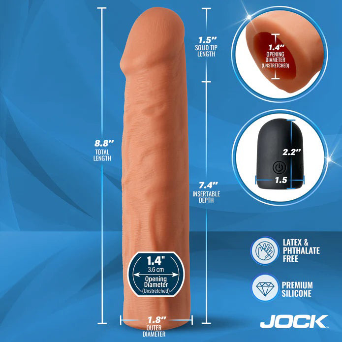 Jock Enhancers 1.5 Inch Vibrating Penis Extension Sleeve with Remote - Medium SLEEVES
