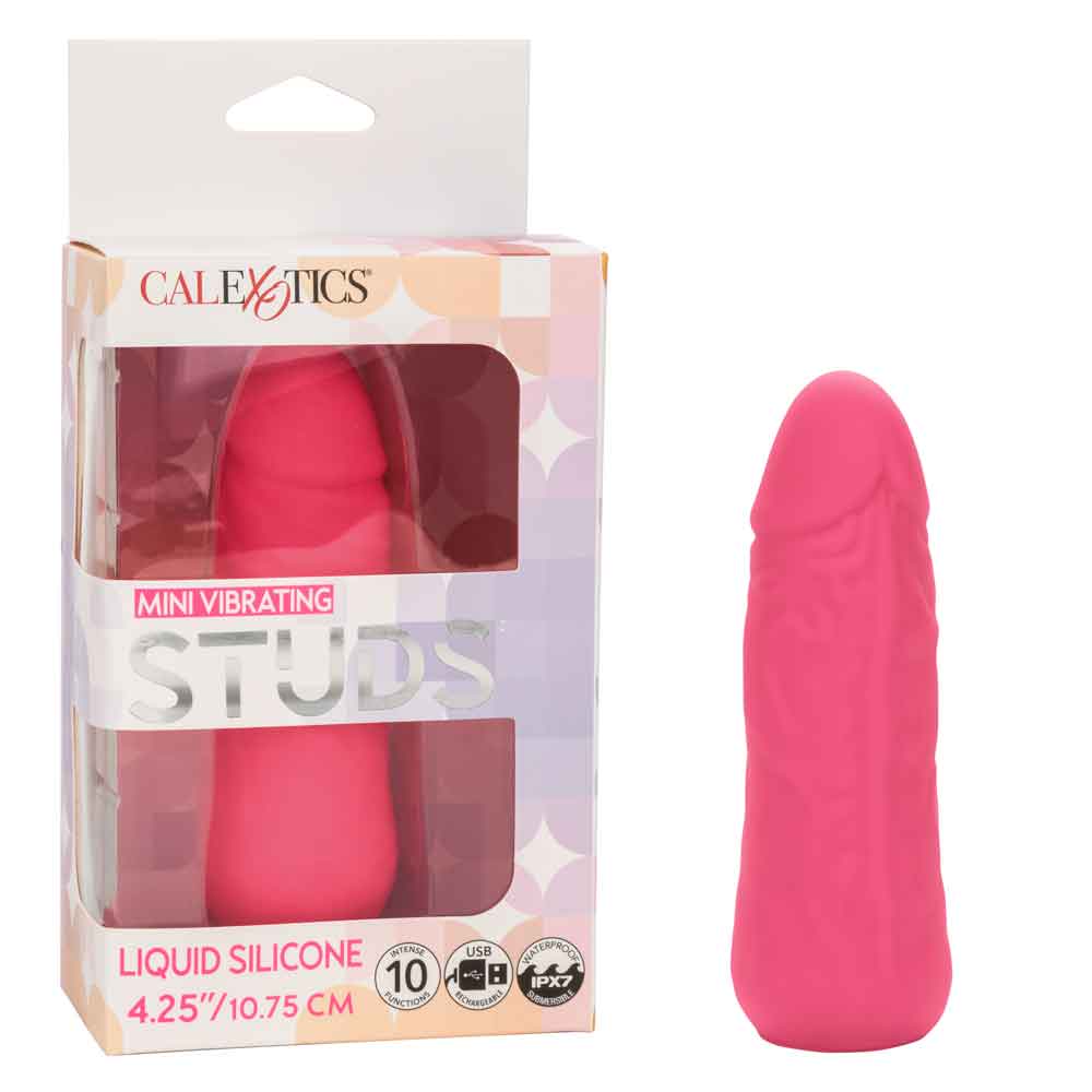 Mini Vibrating Studs Pink Liquid Silicone Vibe 4.25 Inches 10.75 Centimeters BULLETS