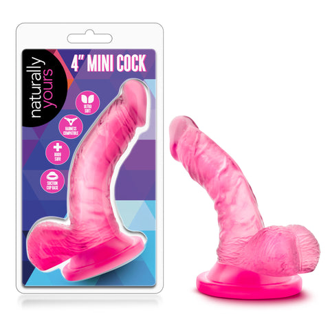 Naturally Yours 4 Inch Mini Cock Suction Base Dildo Pink DONGS