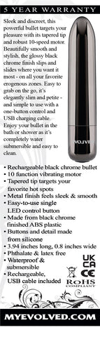 Evolved REAL SIMPLE - Black 10 cm USB Rechargeable Bullet Black Finger Stimulator