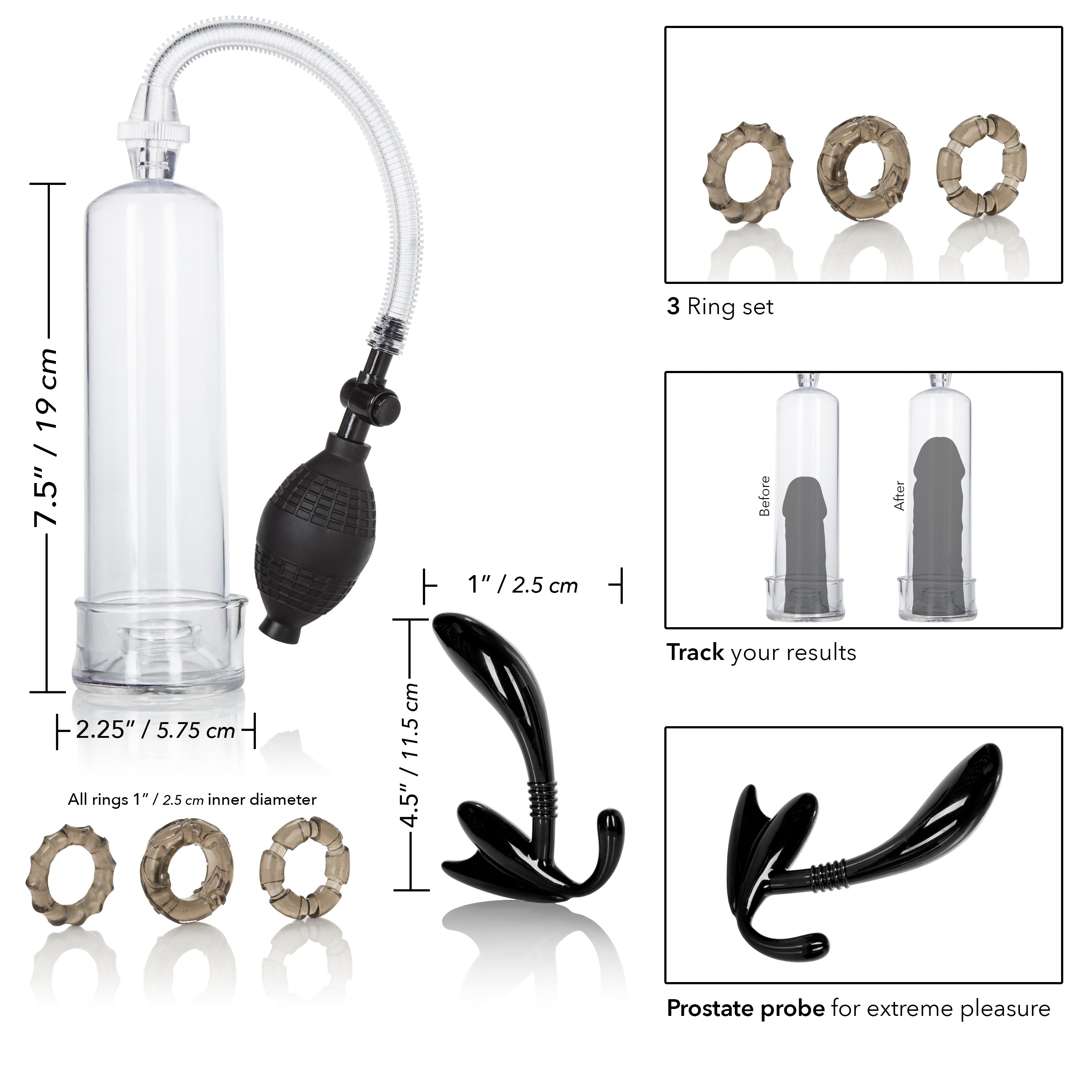 Dr Joel Kaplan Essential Pump Kit with Cock Rings and Probe PUMPS