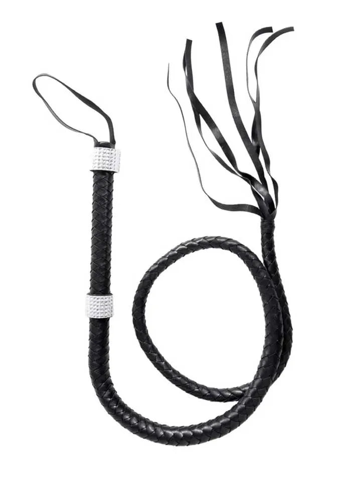 Faux Leather 54 Inch Braided Whip with Rhinestone Handle – Costume Whip > Bondage Gear > Whips & Floggers