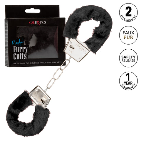 Playful Furry Cuffs (Black) – Adjustable Faux Fur Handcuffs > Bondage Gear > Handcuffs