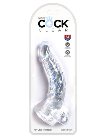 King Cock Clear 7.5 Inch Cock With Balls Clear Dildos & Dongs