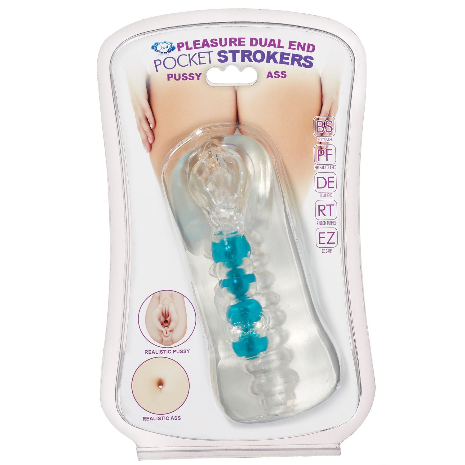 Personal Double Ended Beaded Stroker Male Masturbation Aid Clear Strokers - Manual