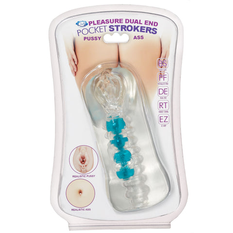 Personal Double Ended Beaded Stroker Male Masturbation Aid Clear Strokers - Manual
