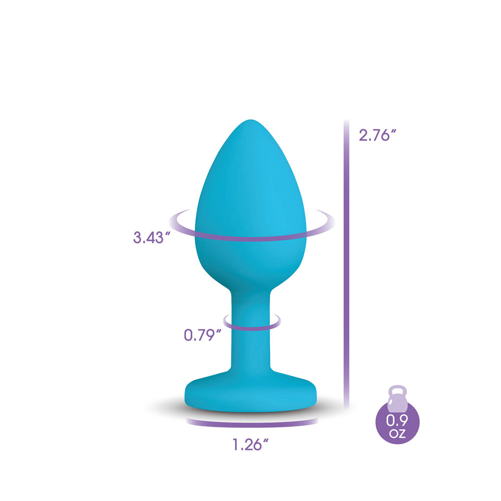 Gemma 2.74 Inch Clear Iridescent Teal Silicone Plug (Small) – Vibrant Cheeky Charms Butt Plug > Anal Range > Jewel Butt Plugs