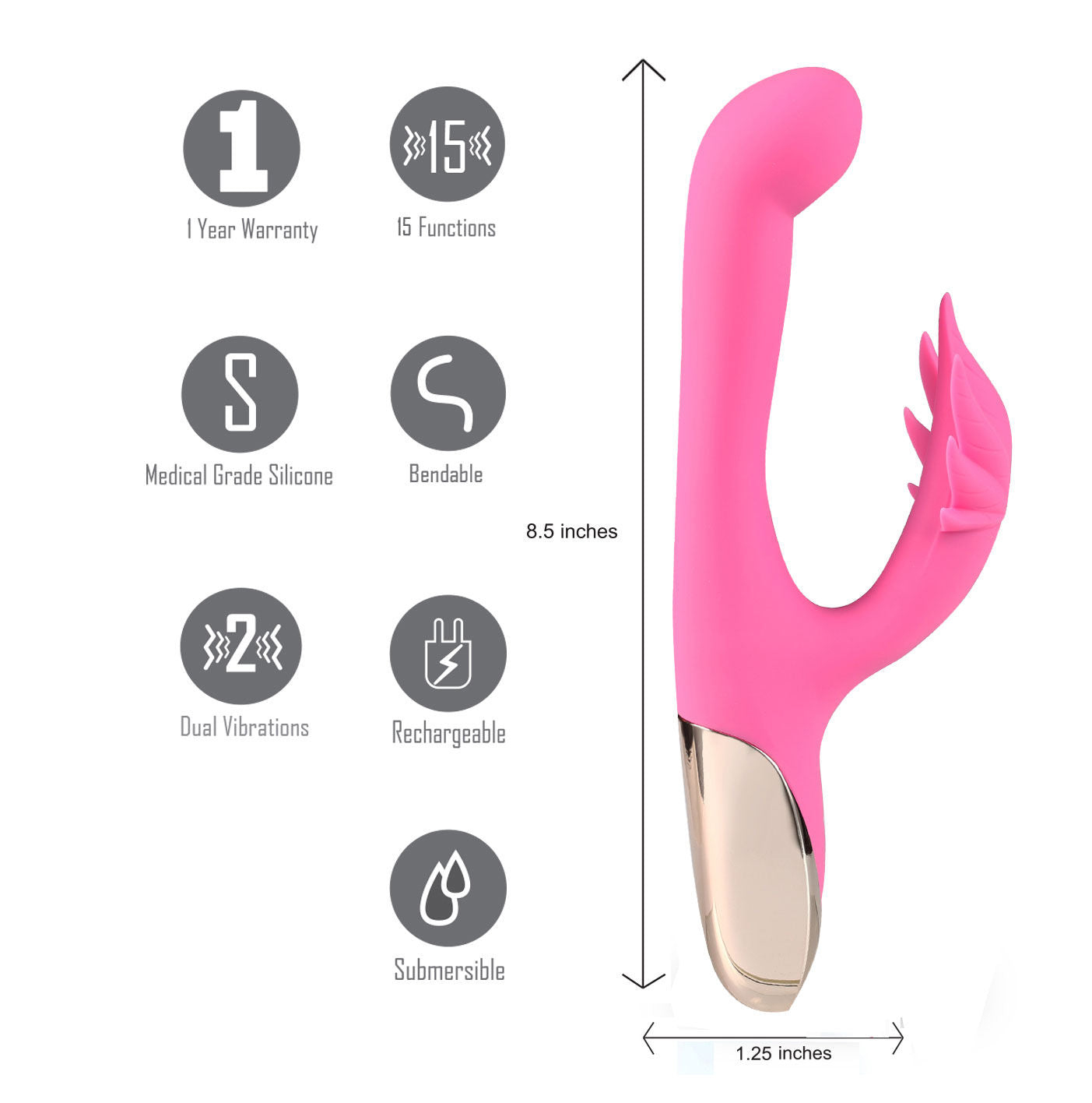 Maui Dual Motor G-Spot Rechargeable Vibrator in Pink VIBRATORS-RABBIT