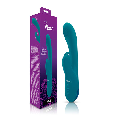 Viben Razzle Rechargeable Thumping Rabbit Ocean VIBRATORS-RABBIT