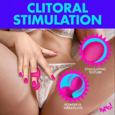 Silicone Finger Vibrator in Pink with 3 Speeds and 7 Patterns Clit Stimulators