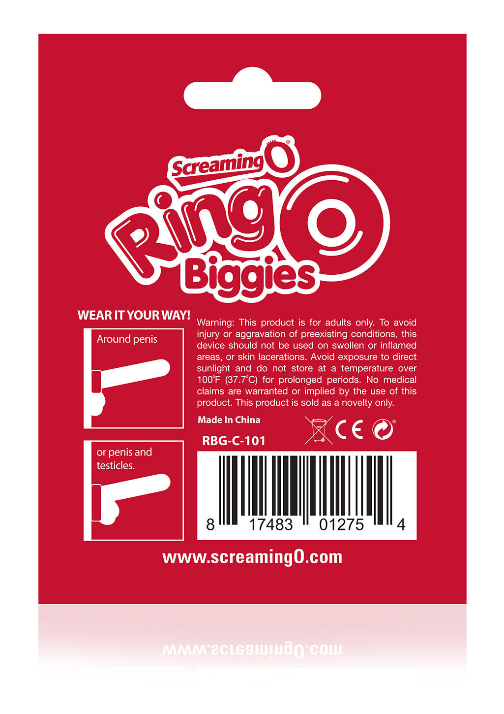Screaming O Ringo Biggies Black Reusable Waterproof Cock Ring Clear COCK RINGS